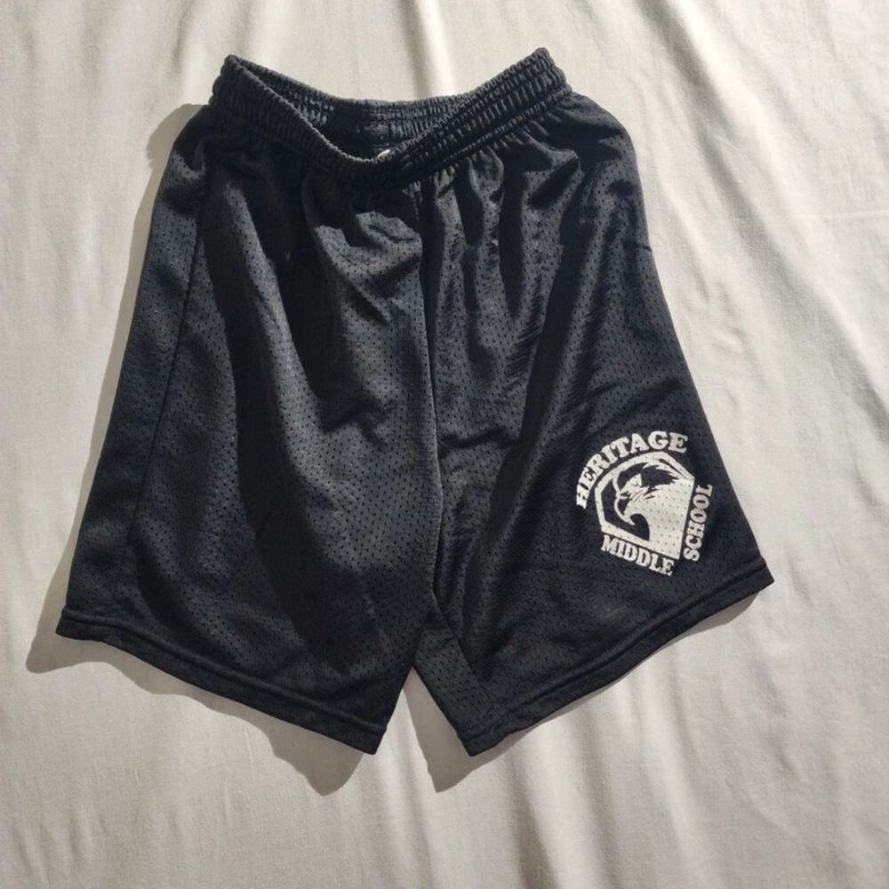 Alleson Athletic Youth Medium Black Heritage Middle School Mesh Shorts